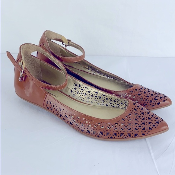 BCBGeneration Zayna basket weave ankle strap flats